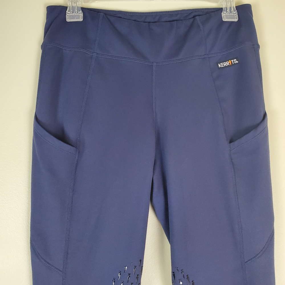 Kerrits Riding Tights Navy Blue Equestrian Pull On Silicone Grip Mesh Medium